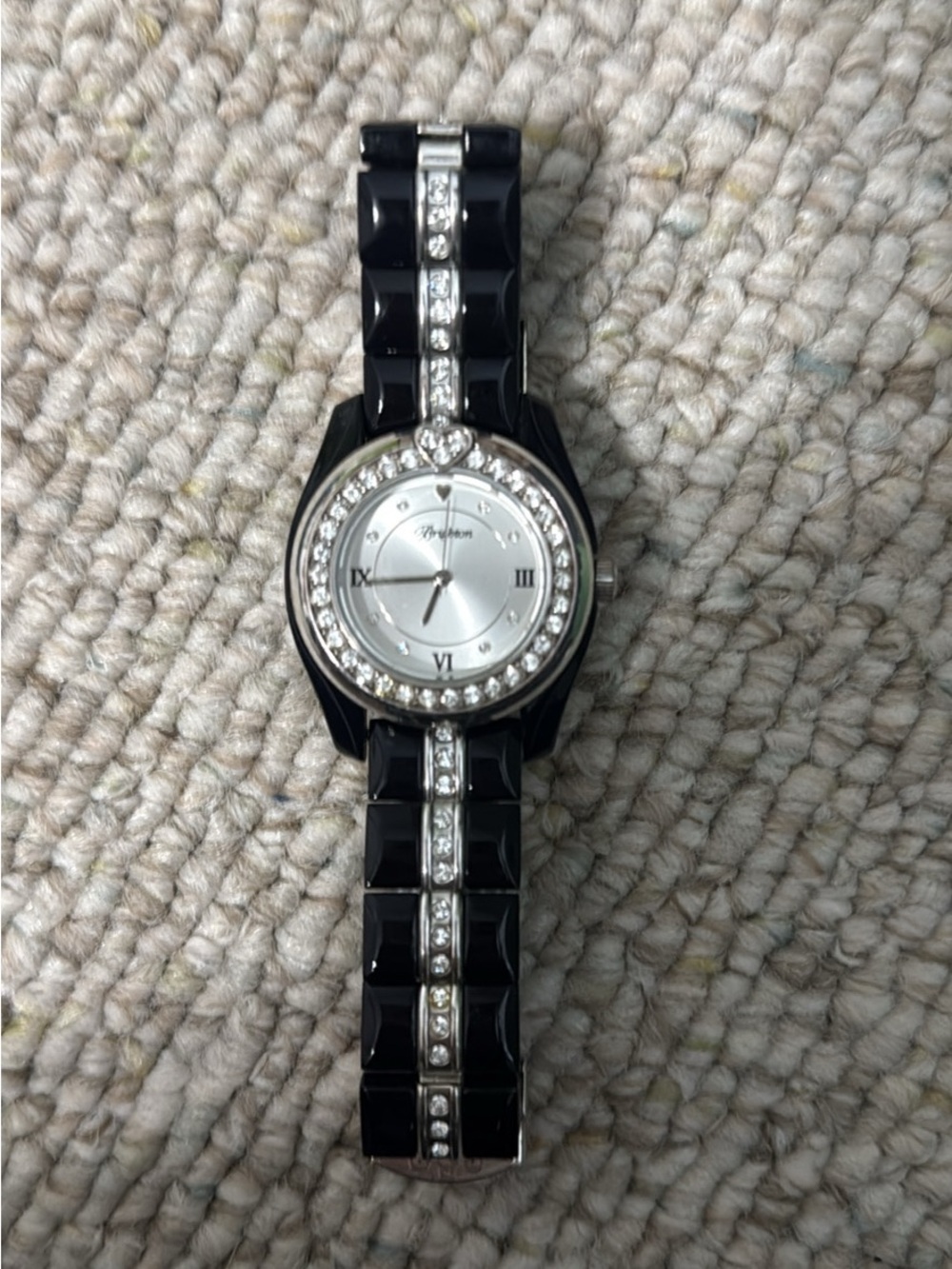Brighton Black and Silver Crystal Accent Watch